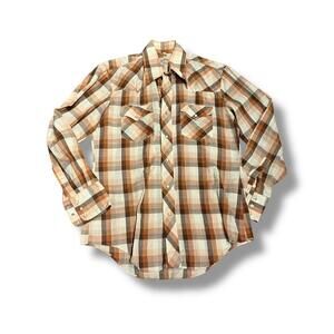 Vintage Neutral Browns Western Pearl Snap Button Up Shirt